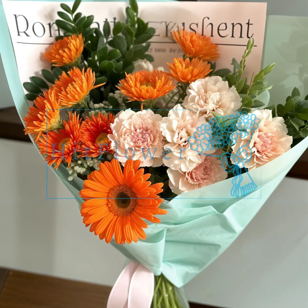 Букет цветов из: Герберы, Астры и Гвоздики